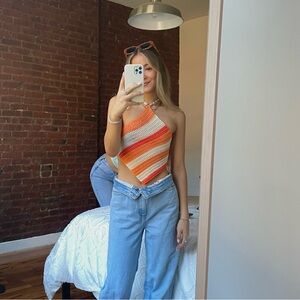 Backless orange top